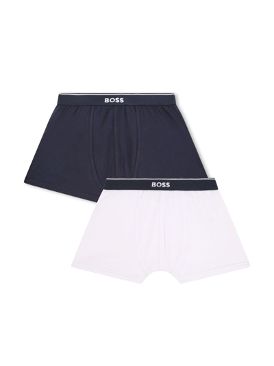 Bosswear Kids' Logo-waistband Boxer Shorts (pack Of Two) In Blue