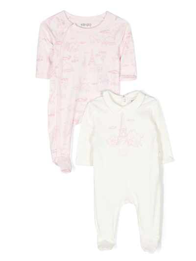 Kenzo Babies' Graphic-print Pyjamas Set In Pink