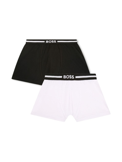 Bosswear Kids' Set Of Two Logo Boxers In White