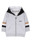 Bosswear Logo-print Zip-fastening Hoodie In Grey