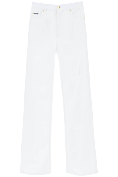Dolce & Gabbana Destroyed Effect Jeans In White