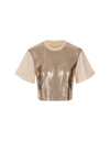 RABANNE NUDE TOP IN SHINY MIX-MESH