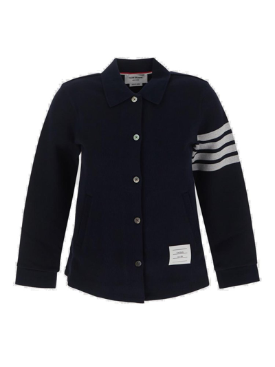 Thom Browne Collared Button In Navy