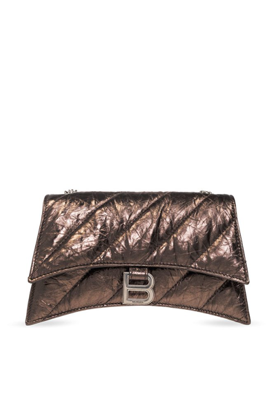 Balenciaga Crush Xs Chain Bag Metallized Quilted In Dark_bronze