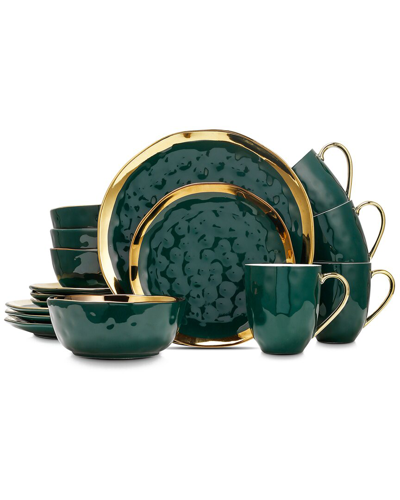 Stone Lain Florian Green Porcelain 16pc Dinnerware Set
