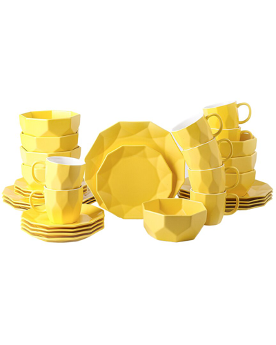 Stone Lain Jamie Yellow Porcelain 32pc Dinnerware Set