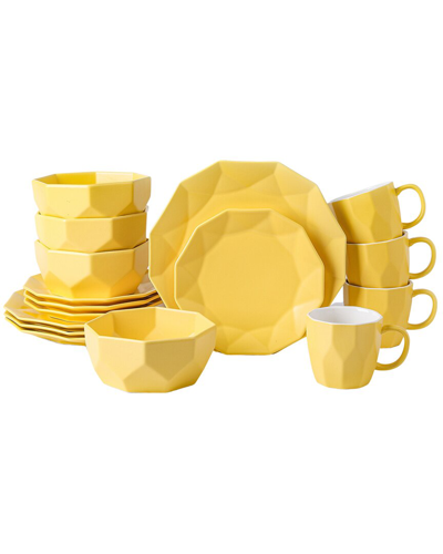 Stone Lain Jamie Yellow Porcelain 16pc Dinnerware Set