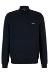 Hugo Boss Branded Zip-neck Sweater In Dry-flex Fabric In Dark Blue