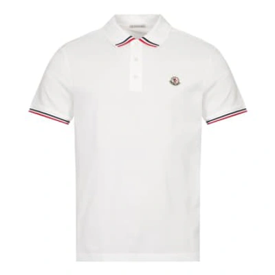 MONCLER WHITE TIPPED POLO SHIRT