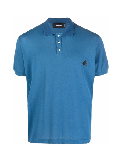 Dsquared2 D2 Leaf Tennis Polo Shirt In Blue