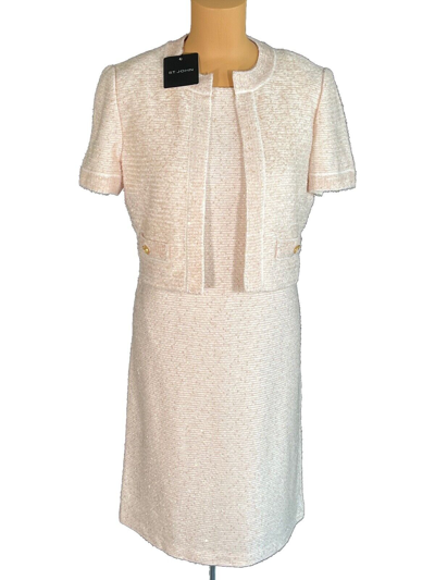 Pre-owned St John St. John Knits White Pink Gold Sequin Jacket Blazer Dress Suit Sz 18 $2890