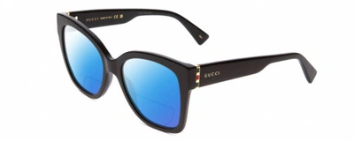 Pre-owned Black Gucci Gg0459s Women Cateye Polarized Bifocal Sunglasses In  54mm 41 Options In Blue Mirror