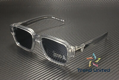Pre-owned Prada Pr 02zs U430a9 Transparent Grey Blue 52 Mm Men's Sunglasses