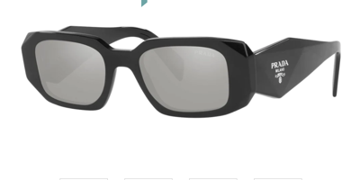 Pre-owned Prada 0pr 17ws 1ab2b0 Black/light Grey Mirrored Rectangular Women's Sunglasses In Gray