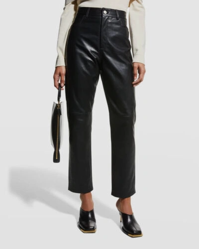 Pre-owned Wandler $1260  Women's Black Carnation-leather Pants Size L