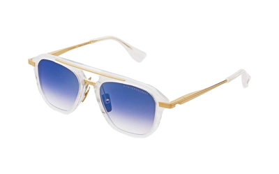 Pre-owned Dita Terracraft Sunglasses Dts416-a-02 White Swirl-yellow Gold Frame Deep Blue