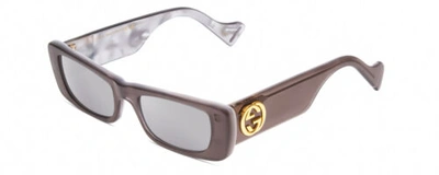 Pre-owned Gucci Gg0516s Womens Sunglasses In Grey Marble White Mother Of Pearl/silver 52mm