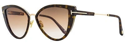 Pre-owned Tom Ford Cat Eye Sunglasses Tf868 Anjelica-02 52f Dark Havana/gold 57mm Ft0868 In Brown