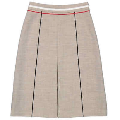 Pre-owned Burberry Ladies Ecru Box Pleat Detail Skirt In White