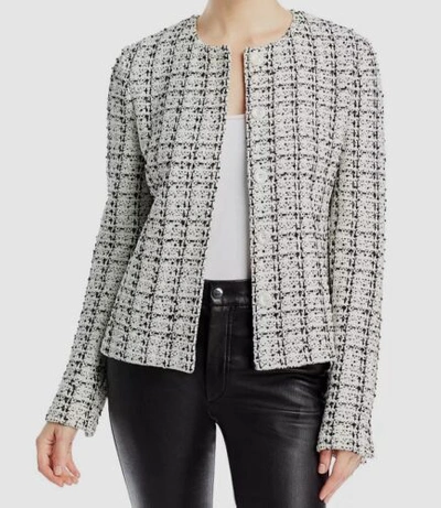 Pre-owned St John $1495 St. John Women Black White Collarless Tweed Jacket Size 4