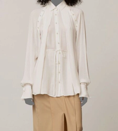 Pre-owned Palmer Harding $789  Women's White Long-sleeve Button Up Blouse Top Size Uk10/us4