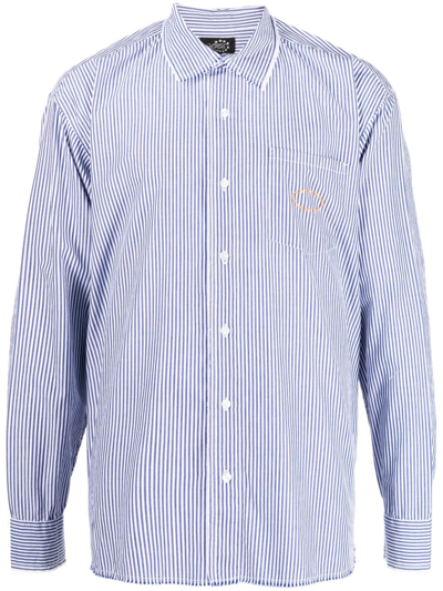 Afb Logo-embroidered Striped Shirt In Blue