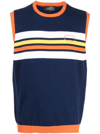 Afb Logo-embroidered Striped Knitted Vest In Blue
