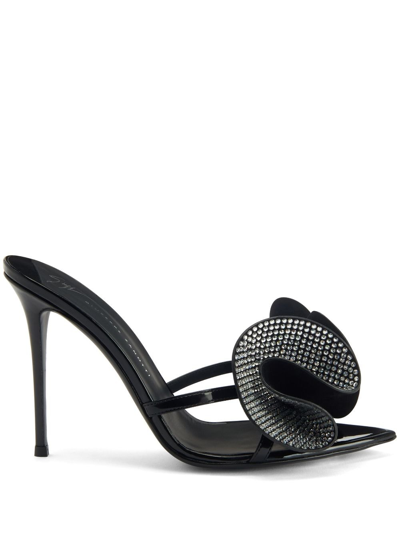 Giuseppe Zanotti Crystal-embellished Appliqué-detail Mules In Black