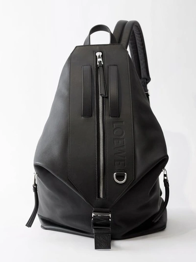 Loewe Convertible Leather Backpack In Black