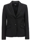 Karl Lagerfeld Embroidered-logo Fitted Blazer In Black