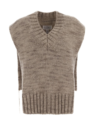 Maison Margiela Botanical Dye Knit Waistcoat In Brown