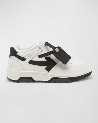 Off-white Kid's Out Of Office Leather Low-top Sneakers, Baby In White Black