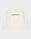 OFF-WHITE BOY'S BOOKISH BLURRED LOGO-PRINT CREWNECK