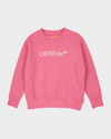 OFF-WHITE GIRL'S BOOKISH BLURRED LOGO-PRINT CREWNECK