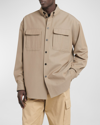 Off-white Men's Embroidered Drill Military Overshirt In Neutral