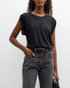 Citizens Of Humanity Kelsey Rolled Sleeve Tee In Washed Black