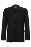 Hugo Boss Boss Notched Lapel Padded Shoulder Jacket With Eyelet Design In Black
