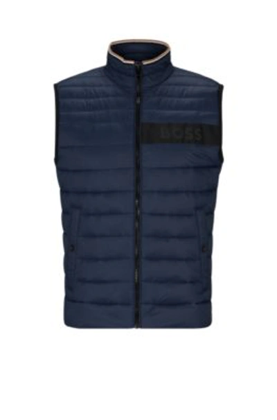 Hugo Boss Darolan Water Repellent Quilted Vest In Blue