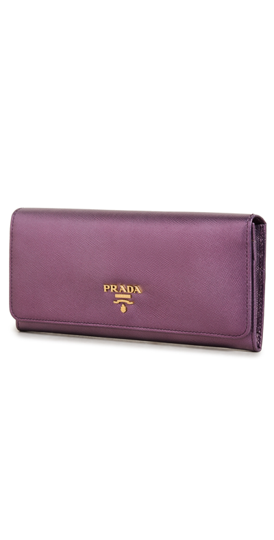 Pre-owned Prada Purple Metallic Continental Wallet