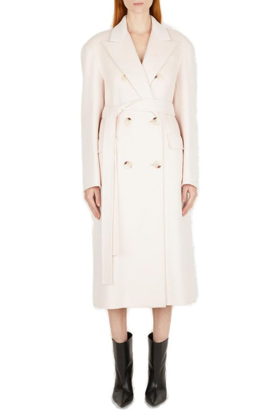 Sportmax Belted Double Breasted Coat In Pink