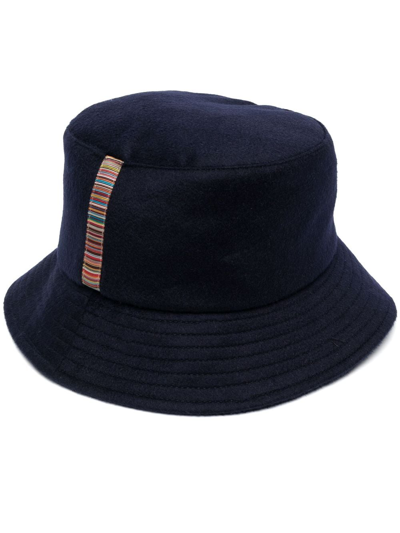 Paul Smith Signature-stripe Bucket Hat In Blue