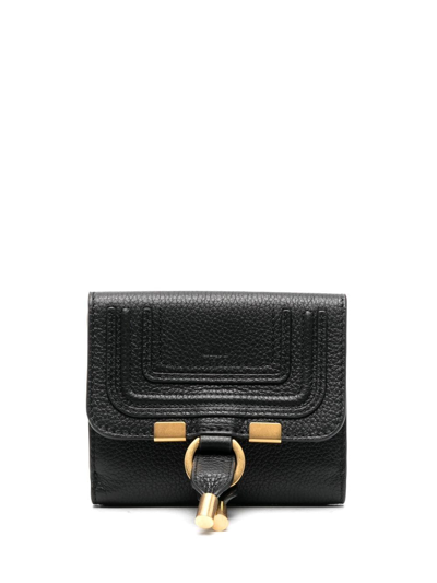 Chloé Marcie Square Wallet In Calf Leather In Black