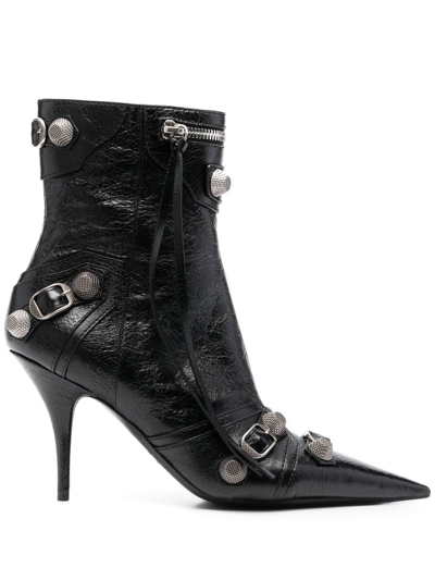 Balenciaga Cagole Heeled Boots In Black