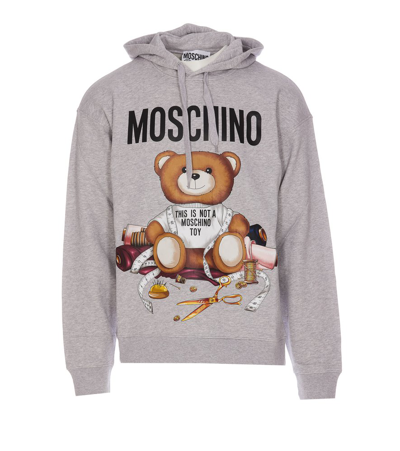 Moschino Sartorial Teddy Bear Hoodie In Grey