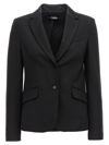 Karl Lagerfeld Embroidered-logo Fitted Blazer In Black