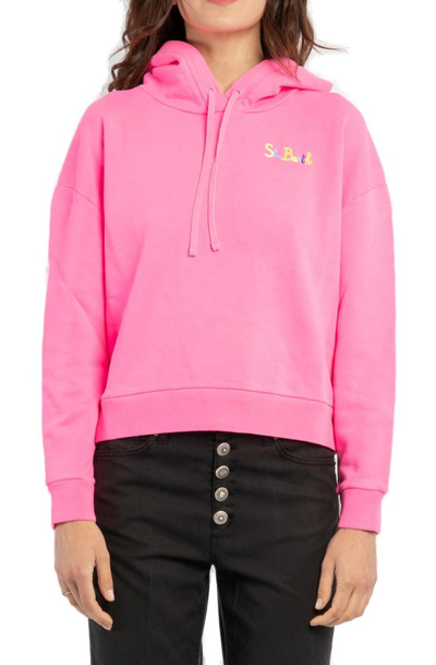 Mc2 Saint Barth Embroidered-logo Cotton Hoodie In Pink