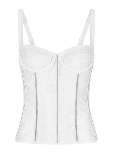 Dolce & Gabbana Lace Bustier-style Bodysuit In White