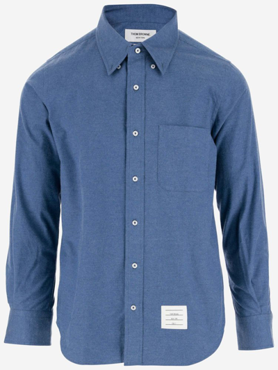 Thom Browne Striped Detail Shirt In Navy