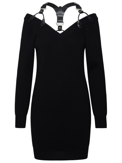 Moschino 背带细节针织连衣裙 In Black