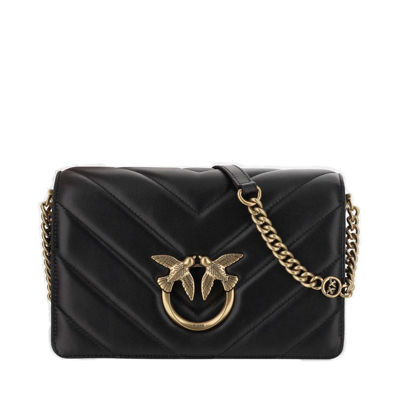 Pinko Love Quilted Chain In Black